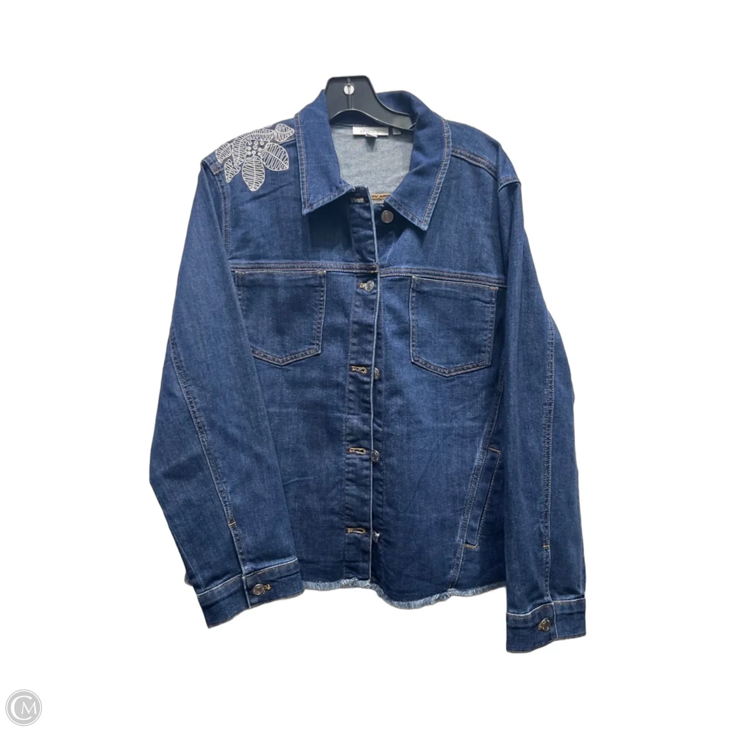 Jacket Denim By Chicos In Blue Denim, Size: Xl
