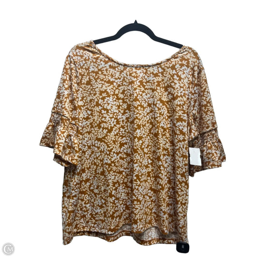 Top Short Sleeve By Lc Lauren Conrad In Tan & White, Size: Xl