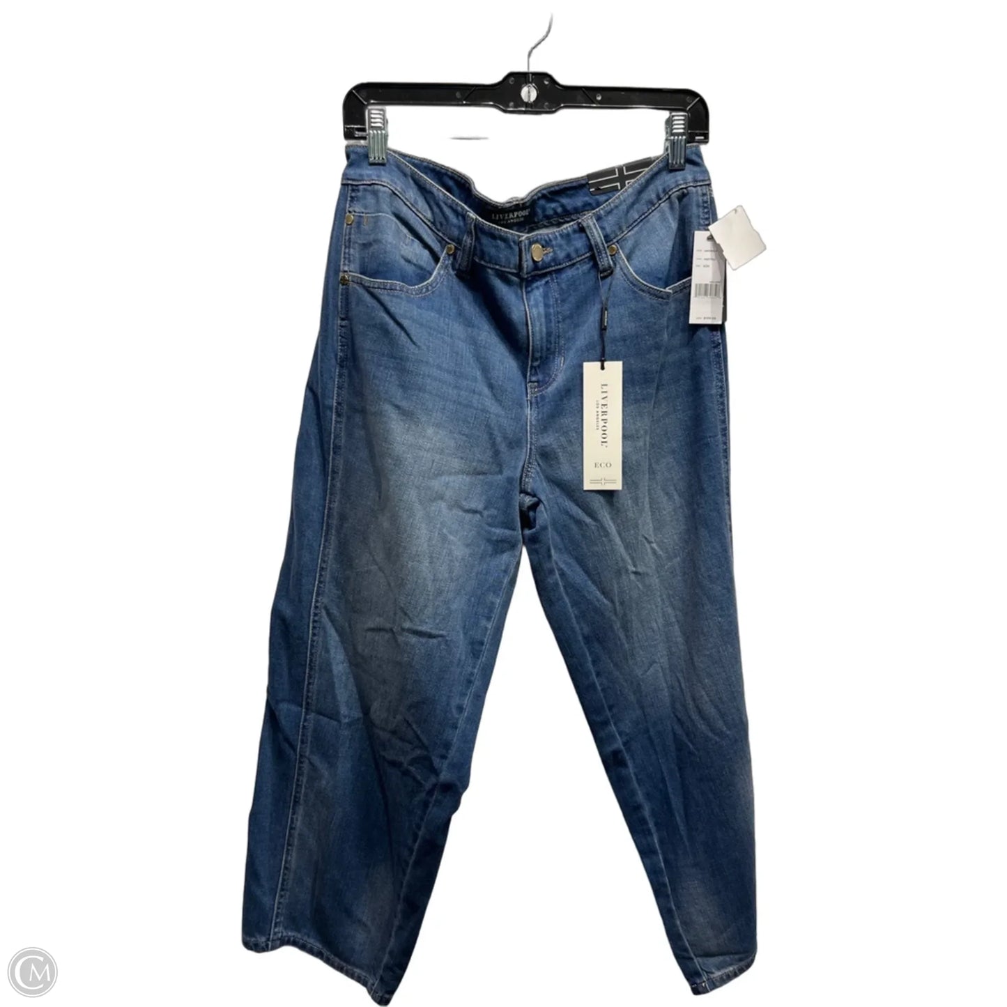 Jeans Cropped By Liverpool In Blue Denim, Size: 8