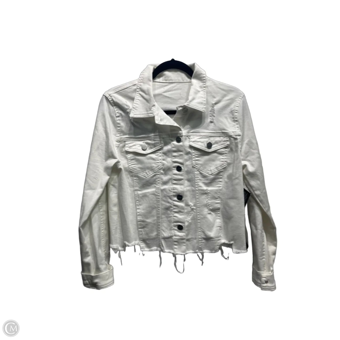 Jacket Denim By Risen In White Denim, Size: M
