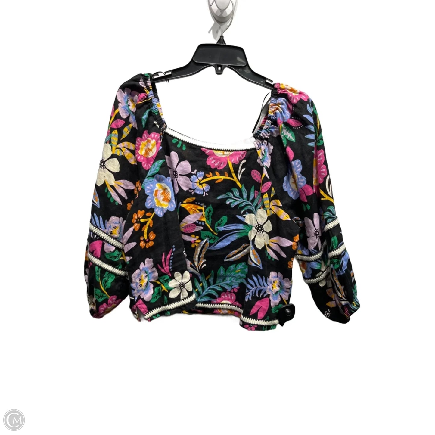 Top Long Sleeve By C And C In Black & Pink, Size: M