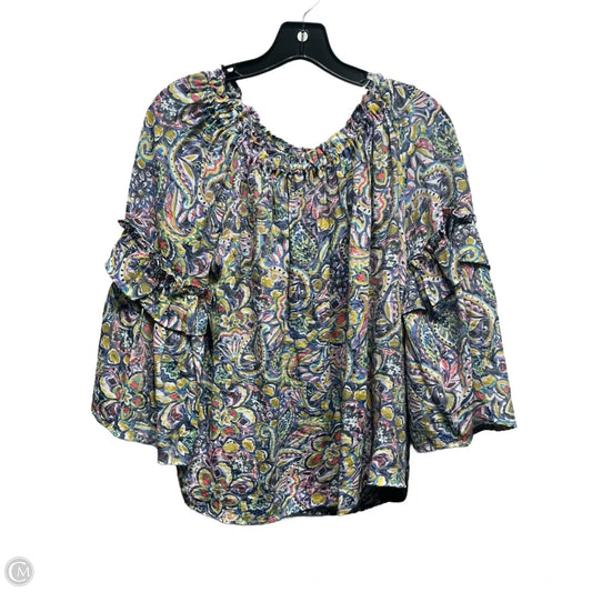 Blouse Long Sleeve By Zac And Rachel In Blue & Green, Size: S
