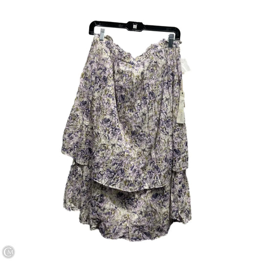 Skirt Midi By Happy Nature In Purple & Yellow, Size: L