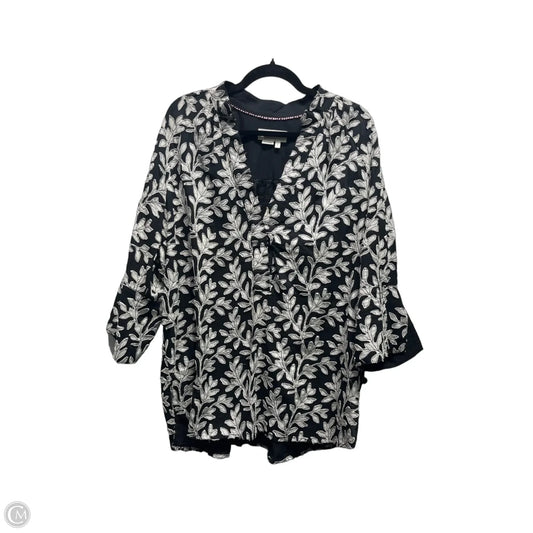 Top 3/4 Sleeve By Anthropologie In Black & White, Size: Xl