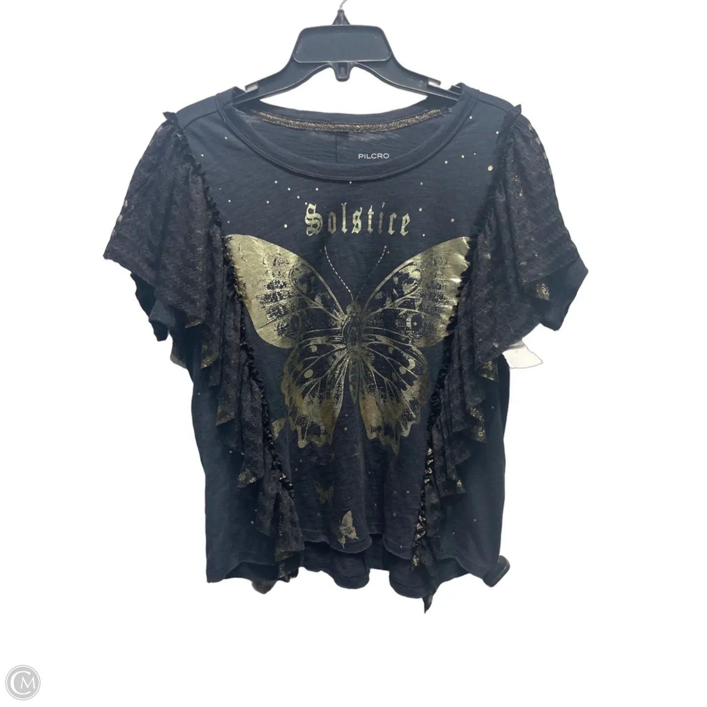 Top Short Sleeve By Pilcro In Black & Gold, Size: Xs