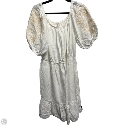 Dress Casual Short By Knox Rose In Cream & White, Size: Xxl
