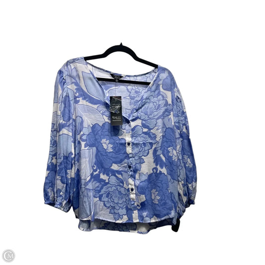 Top 3/4 Sleeve By Unique Spectrum In Blue & White, Size: Xl