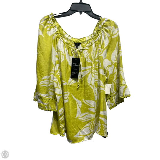 Top 3/4 Sleeve By Unique Spectrum In Green & White, Size: Xl
