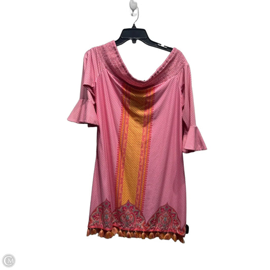 Dress Casual Short By Cabana Life In Orange & Pink, Size: L