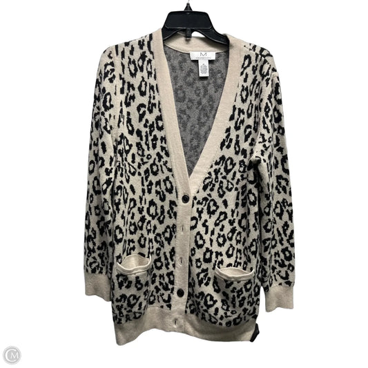 Sweater Cardigan By Magaschoni In Black & Cream, Size: M