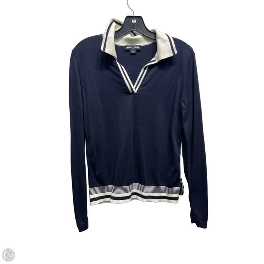 Top Long Sleeve By Nautica In Blue & White, Size: S