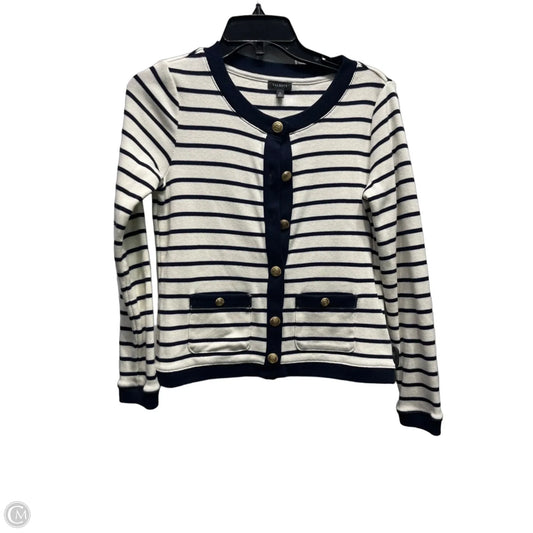 Sweater Cardigan By Talbots In Blue & White, Size: Xs
