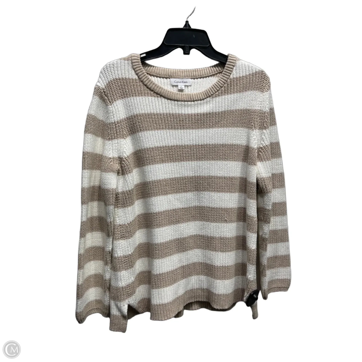 Sweater By Calvin Klein In Tan & White, Size: L