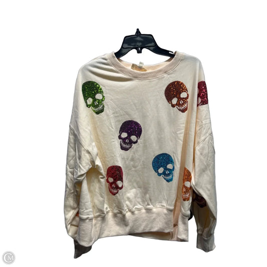 Sweatshirt Crewneck By Peach Love Cream California In Cream & Orange, Size: L