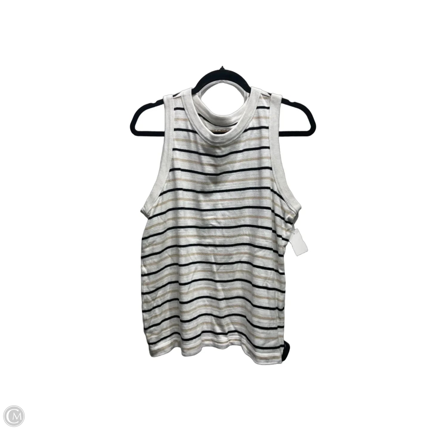 Top Sleeveless By Loft In Cream & White, Size: L
