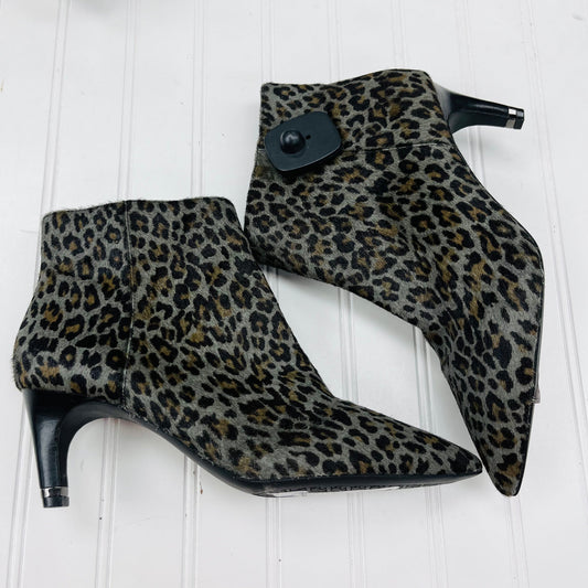 Boots Ankle Heels By Clothes Mentor In Animal Print, Size: 7