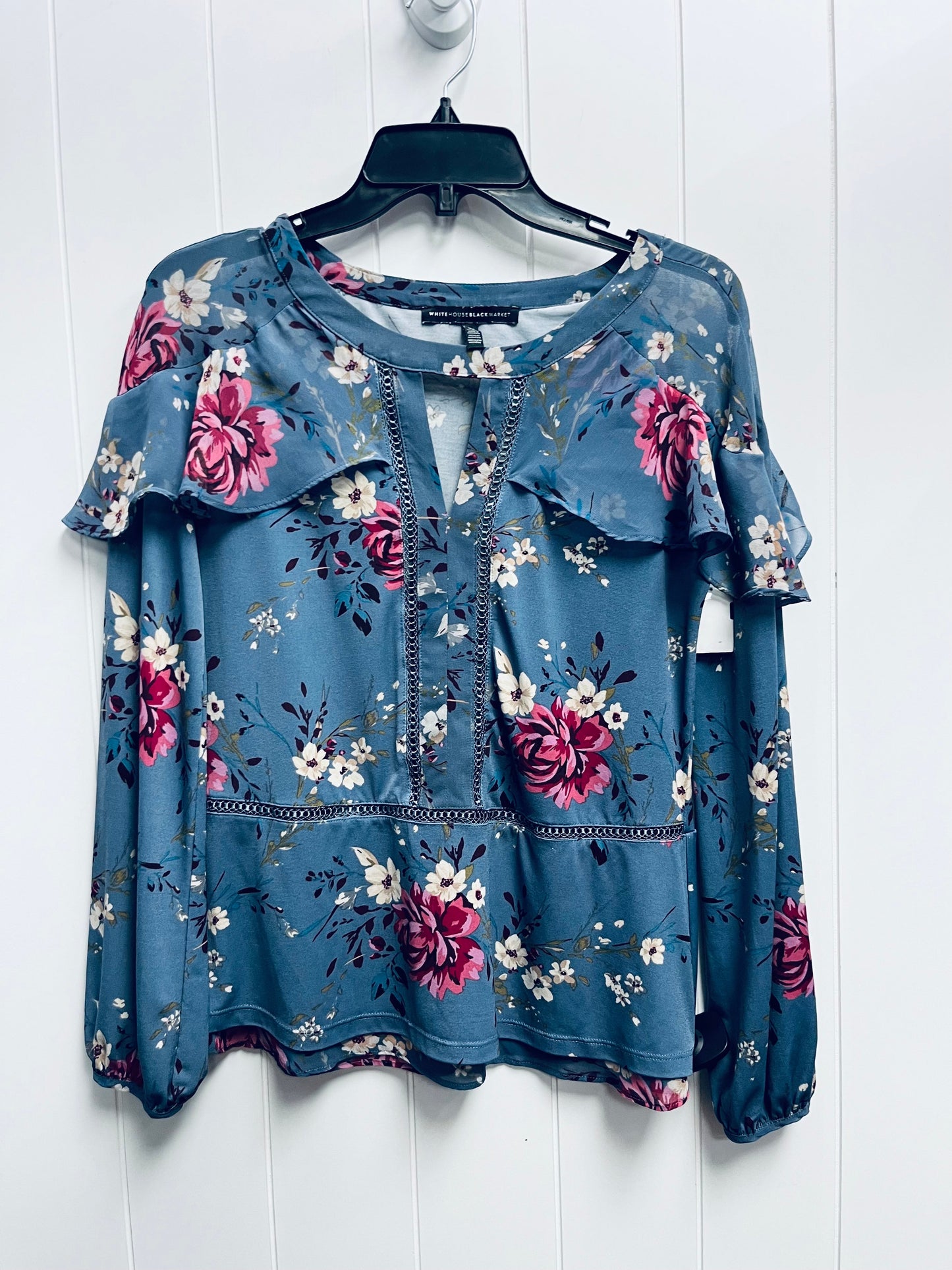 Blouse Long Sleeve By White House Black Market In Blue, Size: Xs