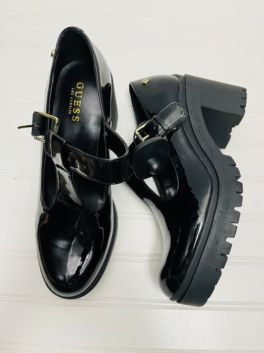 Black Shoes Heels Platform Guess, Size 9