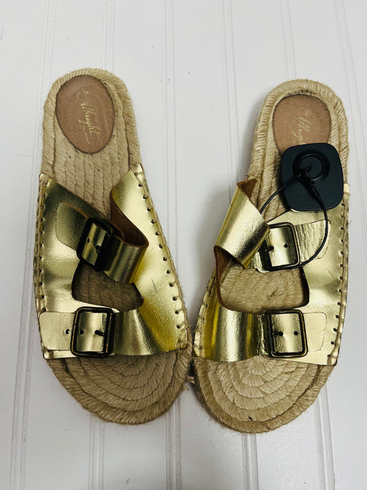 Gold Sandals Flats Anthropologie, Size 8
