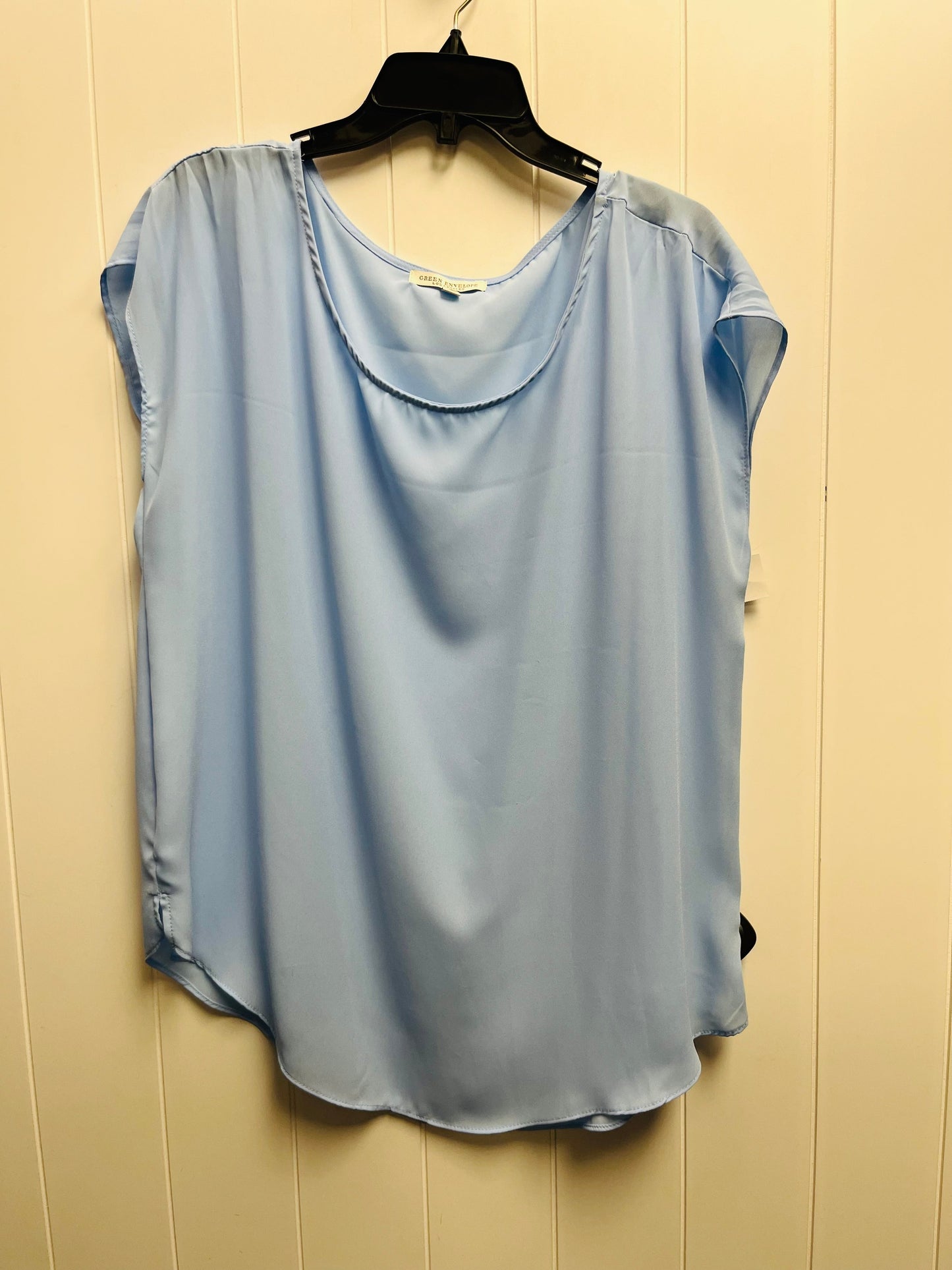 Blue Top Short Sleeve Green Envelope, Size Xl