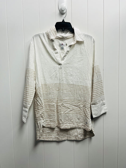 Tan & White Top Long Sleeve Vineyard Vines, Size L