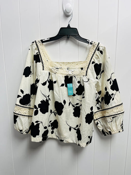 Top Long Sleeve By Maurices In Black & Cream, Size: M