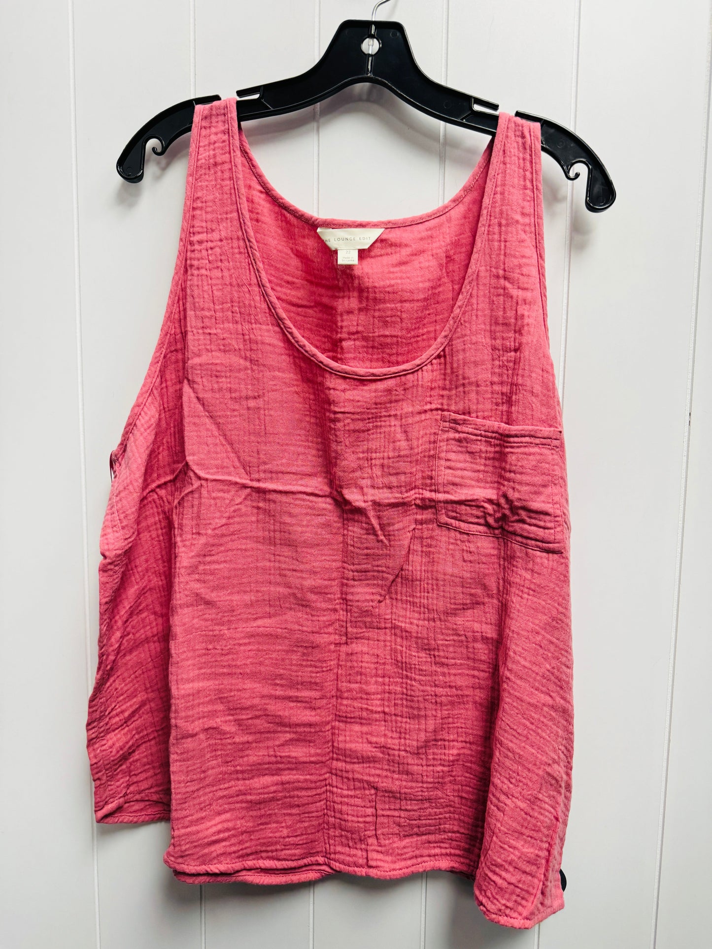 Top Sleeveless By THE LOUNGE EDIT - In Pink, Size: 2x