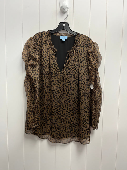 Top Long Sleeve By Cece In Animal Print, Size: 1x