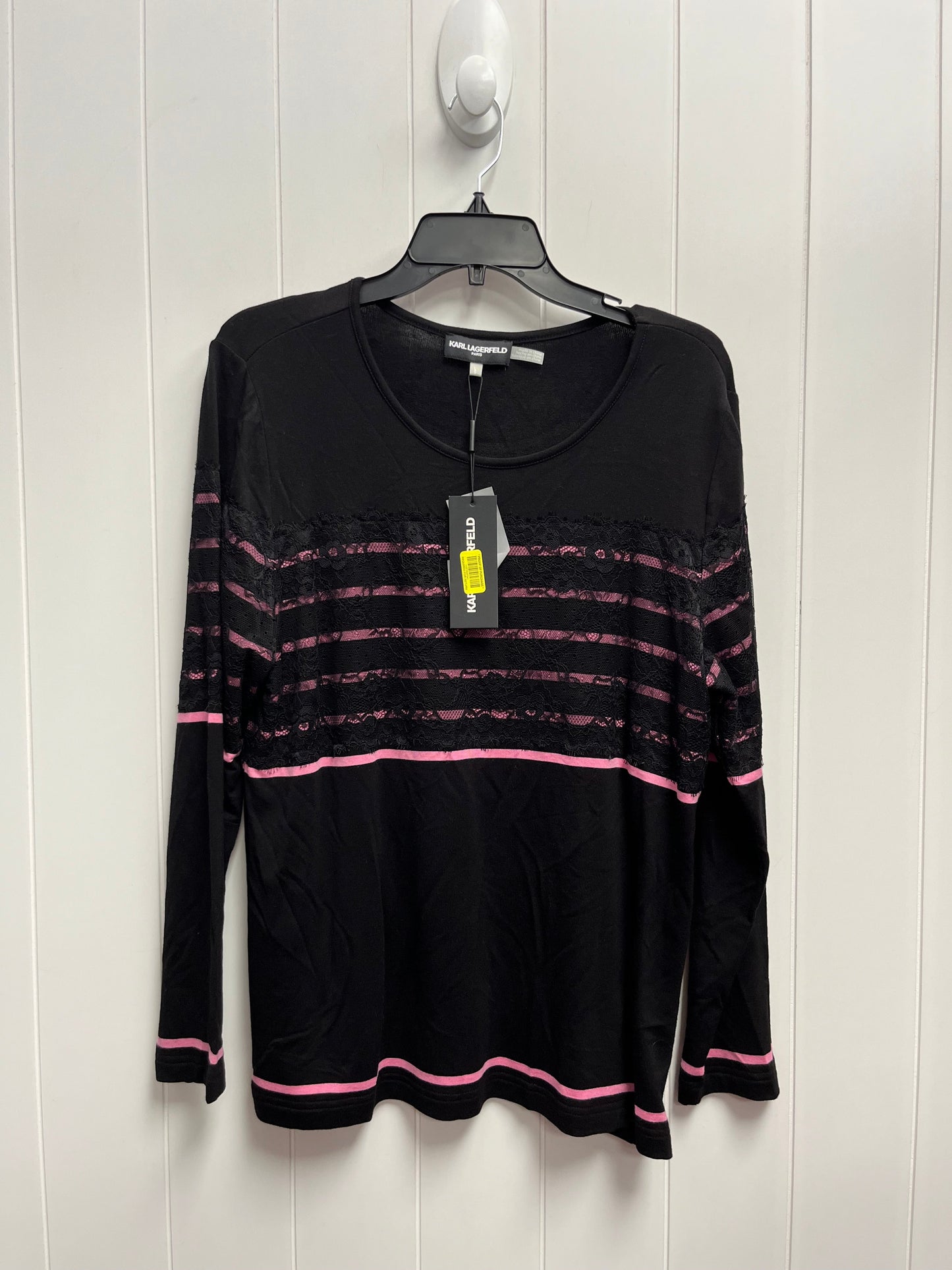 Top Long Sleeve By Karl Lagerfeld In Black & Purple, Size: L