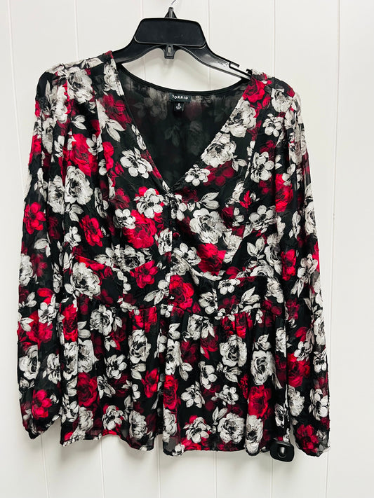 Top Long Sleeve By Torrid In Black & Red, Size: L