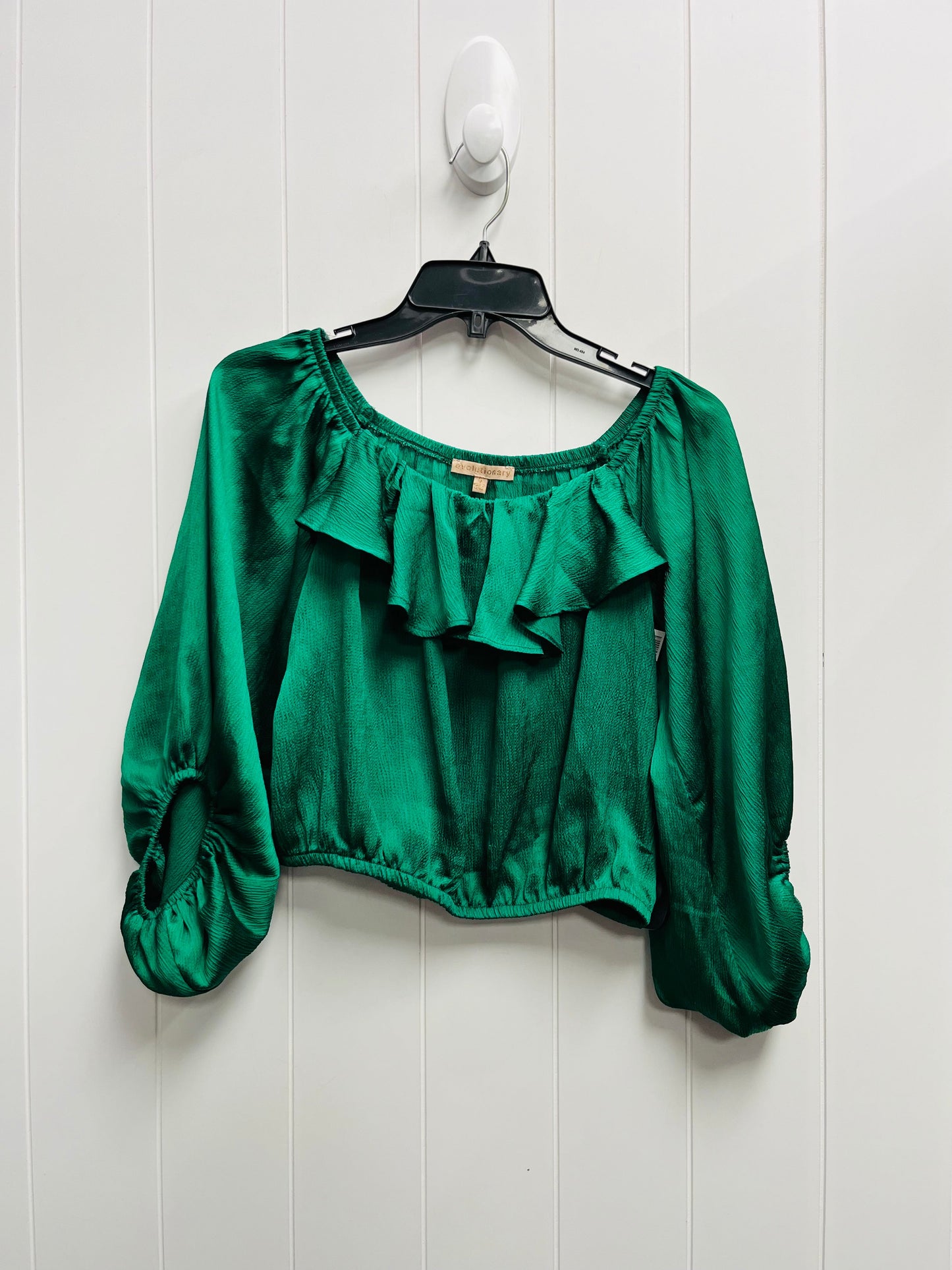 Blouse Long Sleeve By evoluutionary -  In Green, Size: S