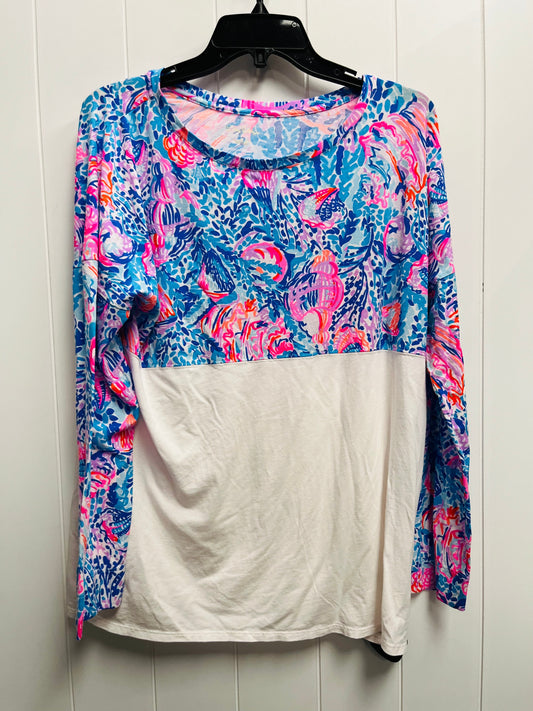 Top Long Sleeve By Lilly Pulitzer In Blue & Pink, Size: L