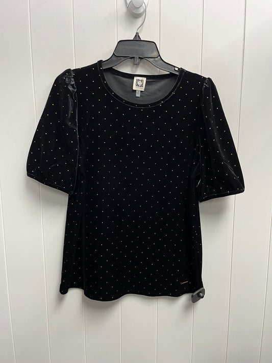 Top Short Sleeve By Anne Klein In Black, Size: M