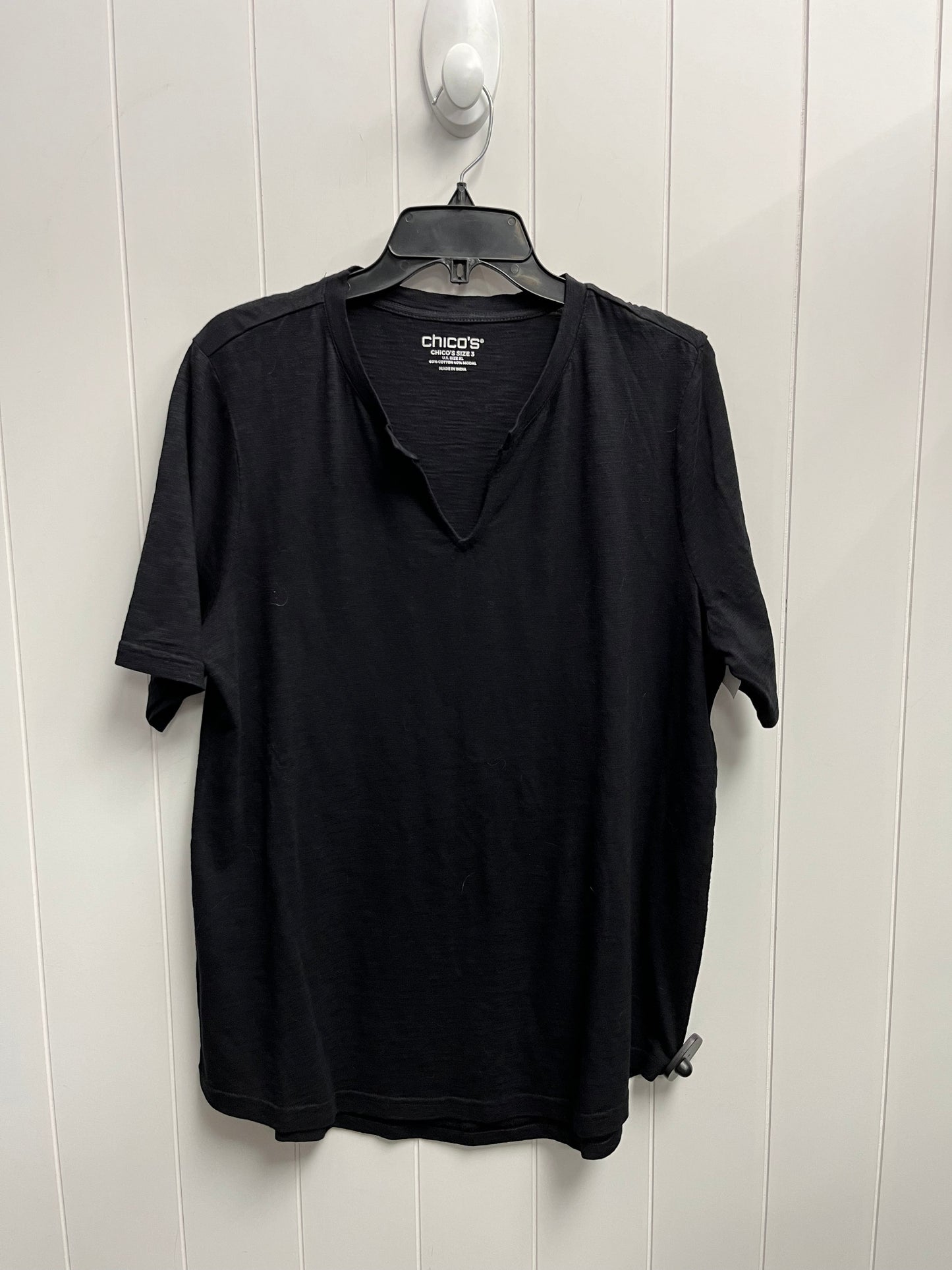 Top Short Sleeve Basic By Chicos In Black, Size: Xl