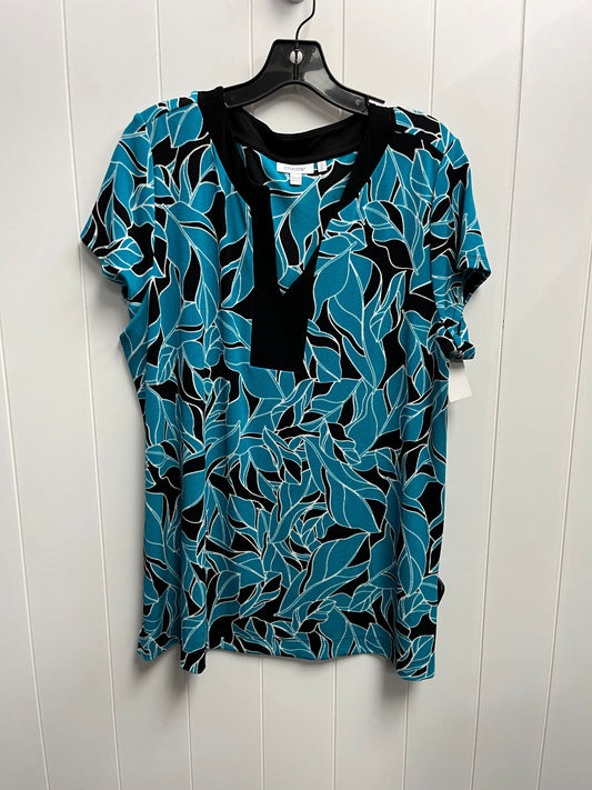 Top Short Sleeve Basic By Chicos In Black & Blue, Size: Xl