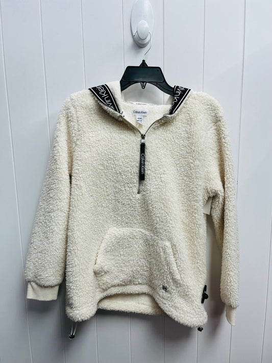 Sweatshirt Hoodie By Calvin Klein In Cream, Size: S