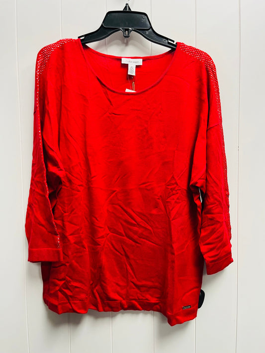 Top Long Sleeve By Calvin Klein In Red, Size: L