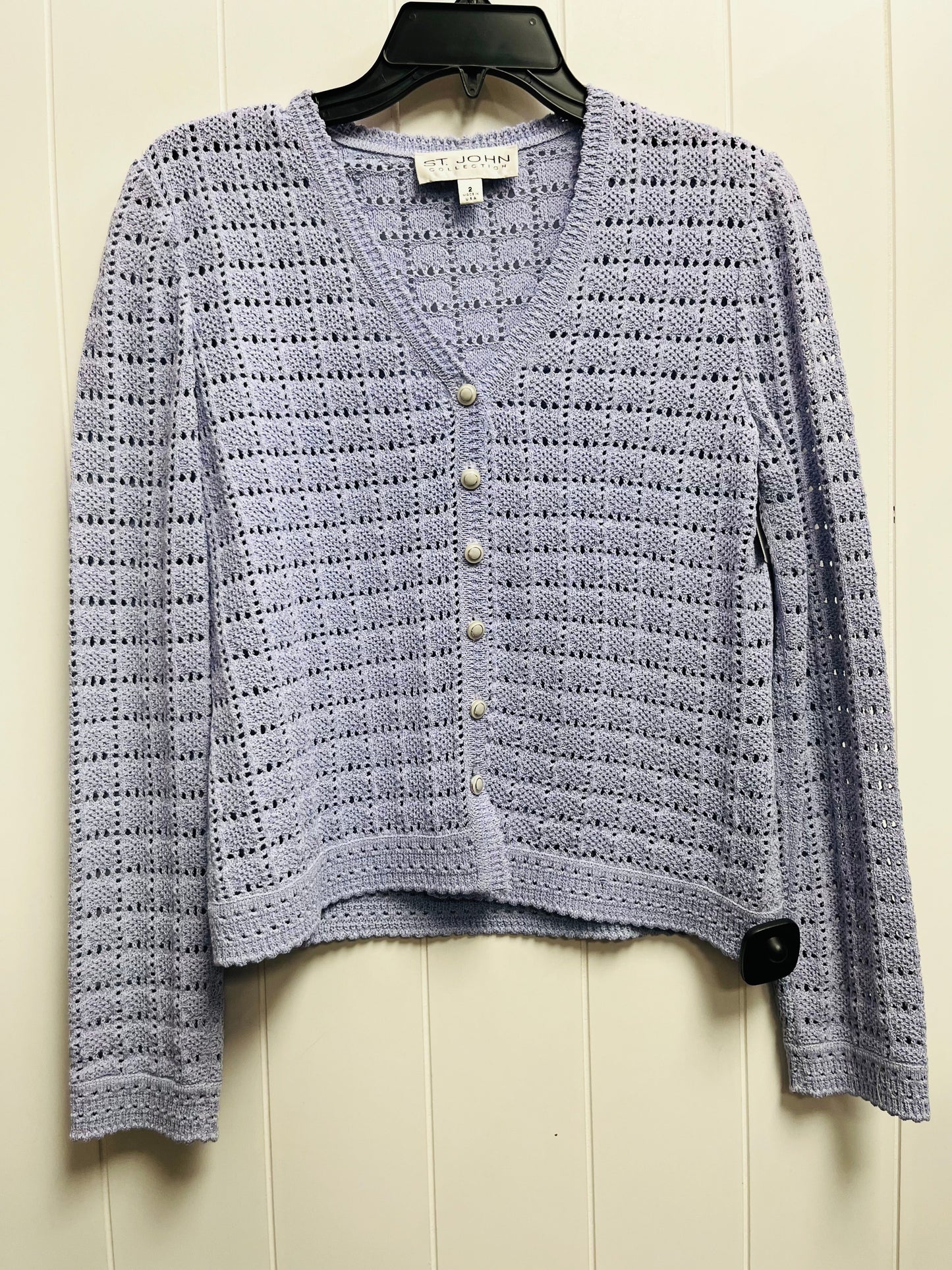 Sweater Cardigan Luxury Designer By St John Collection In Purple, Size: Xs