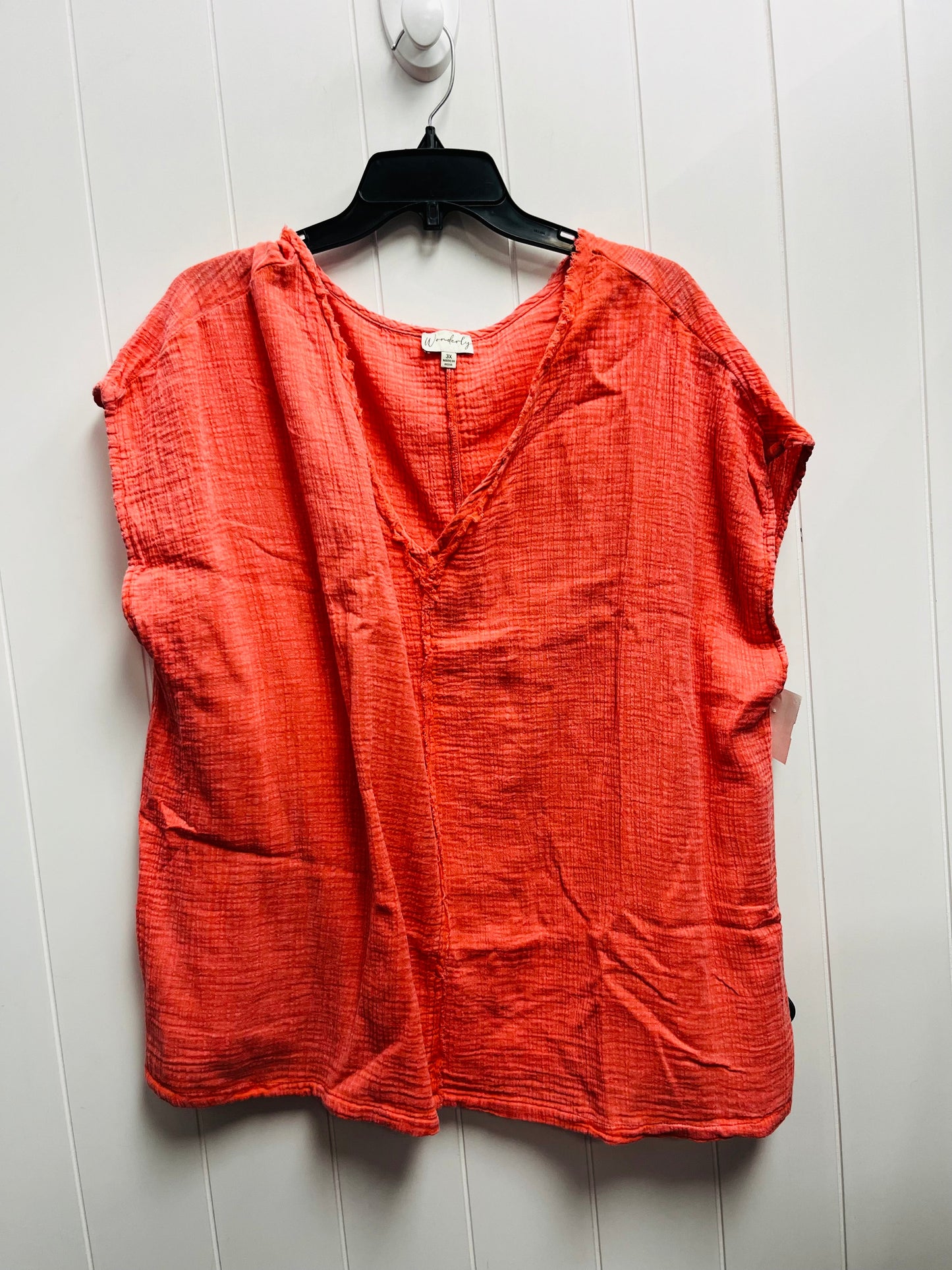 Top Short Sleeve By Wonderly In Orange, Size: 3x