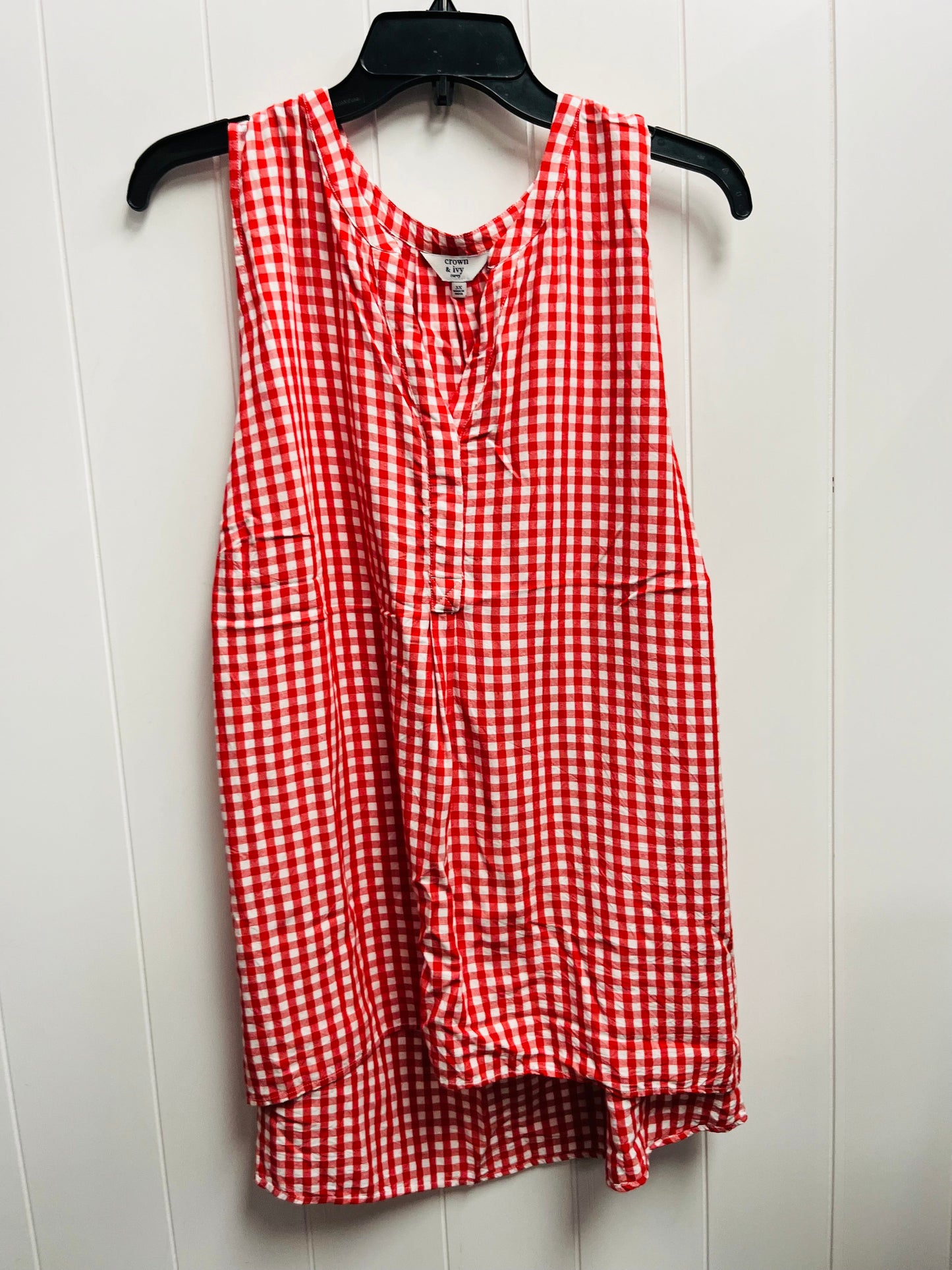 Top Sleeveless By Crown And Ivy In Red & White, Size: 3x