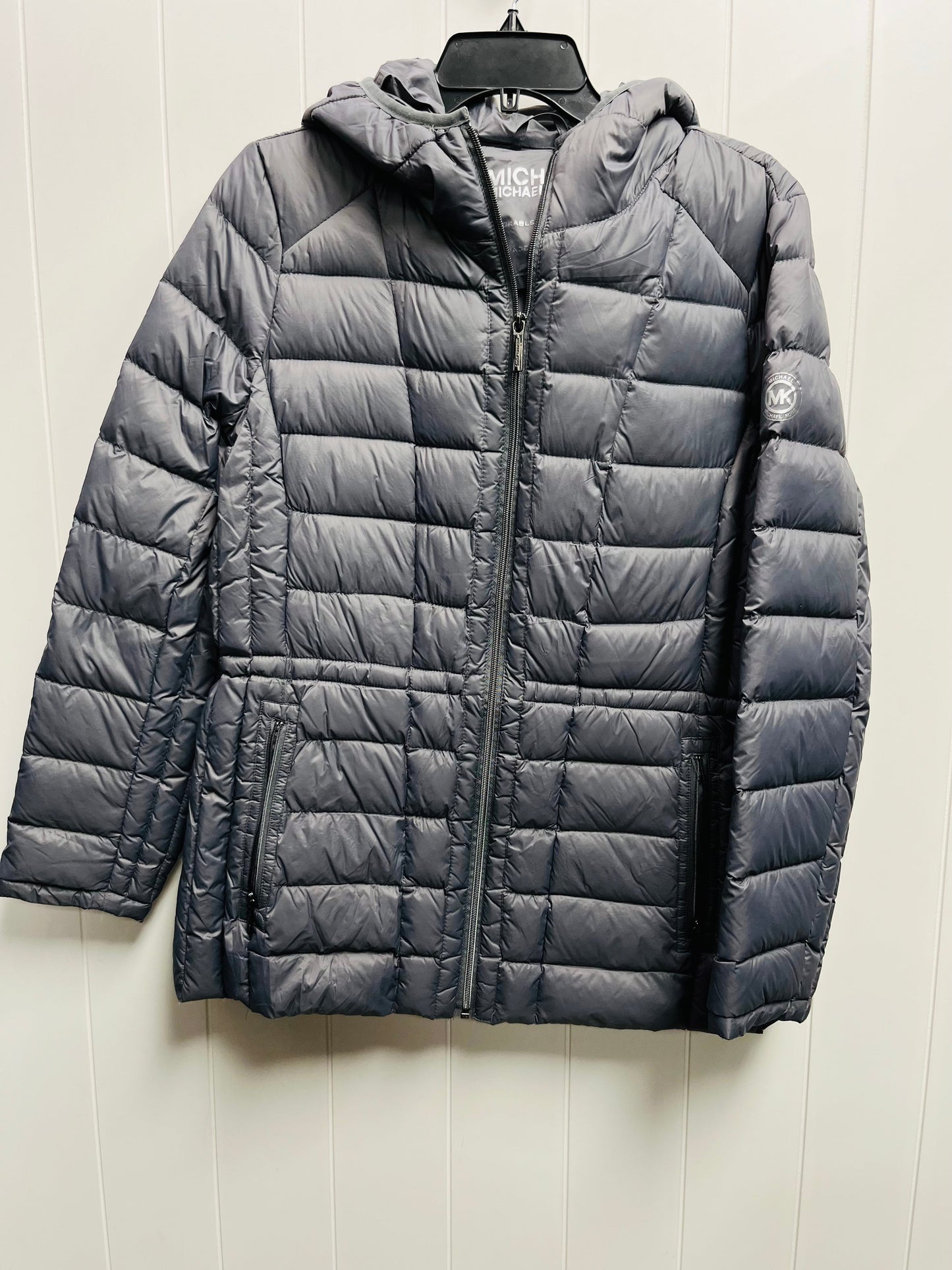 Jacket Puffer & Quilted By Michael By Michael Kors In Grey, Size: L