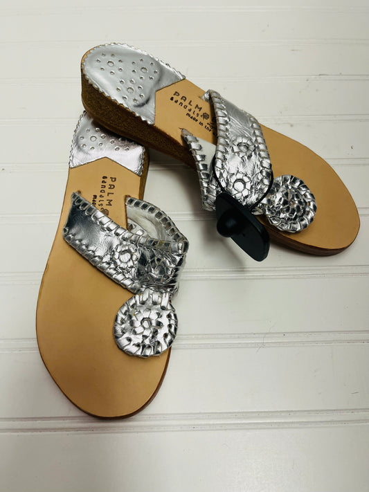 Sandals Flats By PALM BEACH SANDALS In Silver, Size: 6