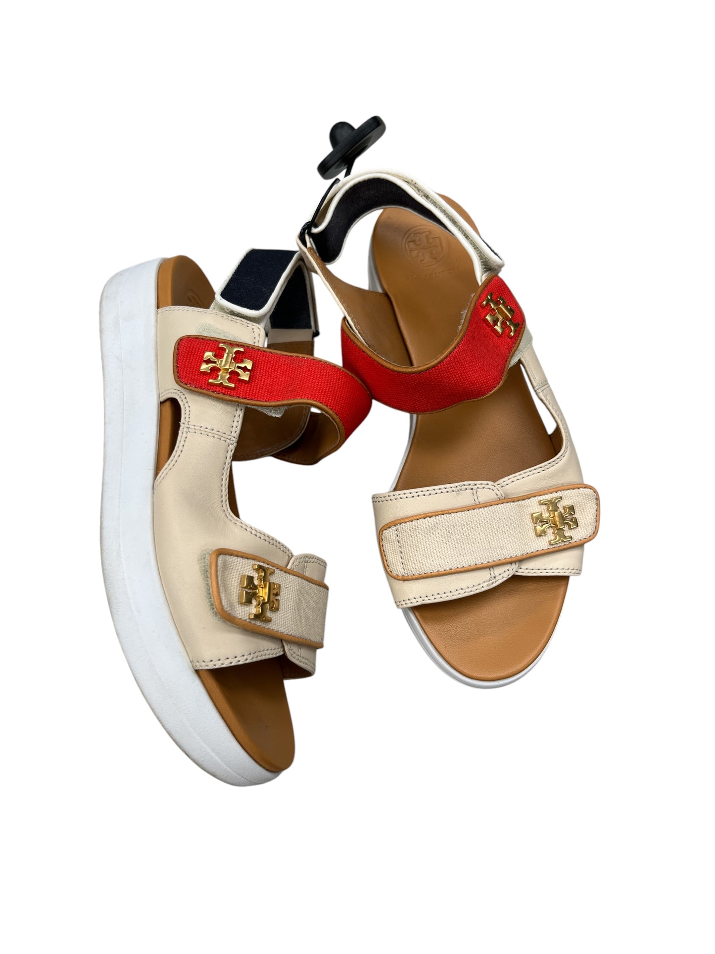 Sandals Designer By Tory Burch In Red & Tan, Size: 8