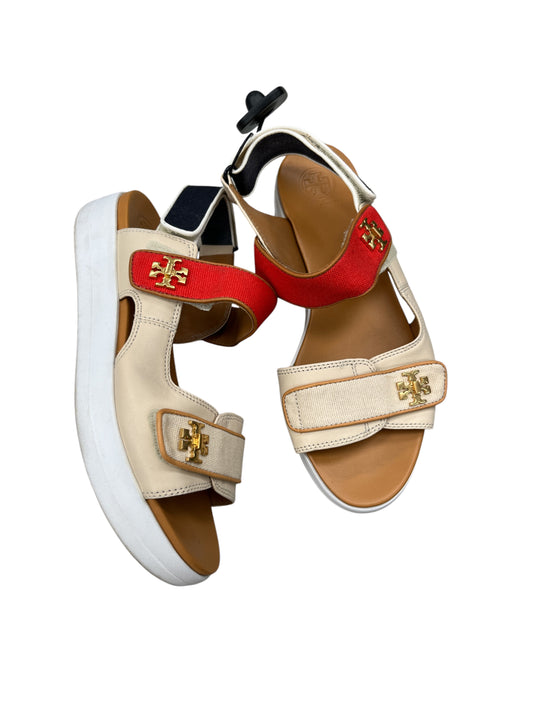 Sandals Designer By Tory Burch In Red & Tan, Size: 8