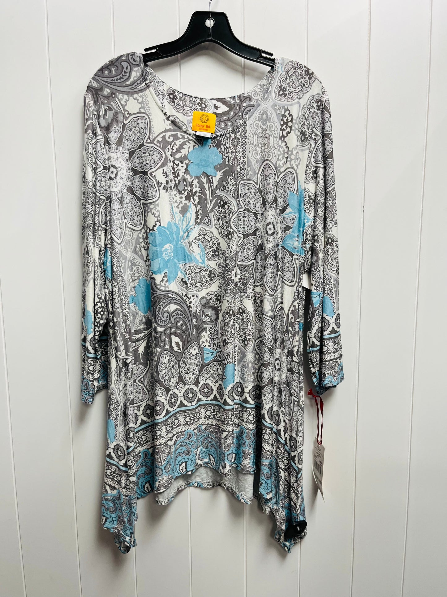 Top Long Sleeve By Ruby Rd In Blue & Grey, Size: 1x