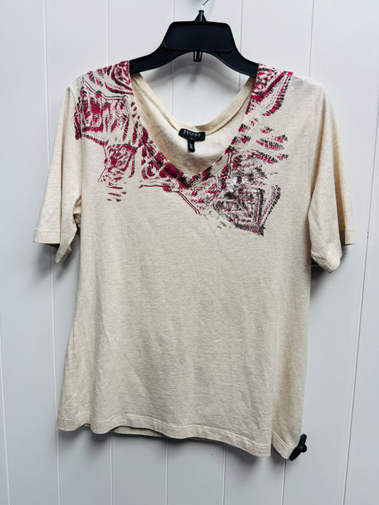 Top Short Sleeve Designer By Escada In Tan, Size: L