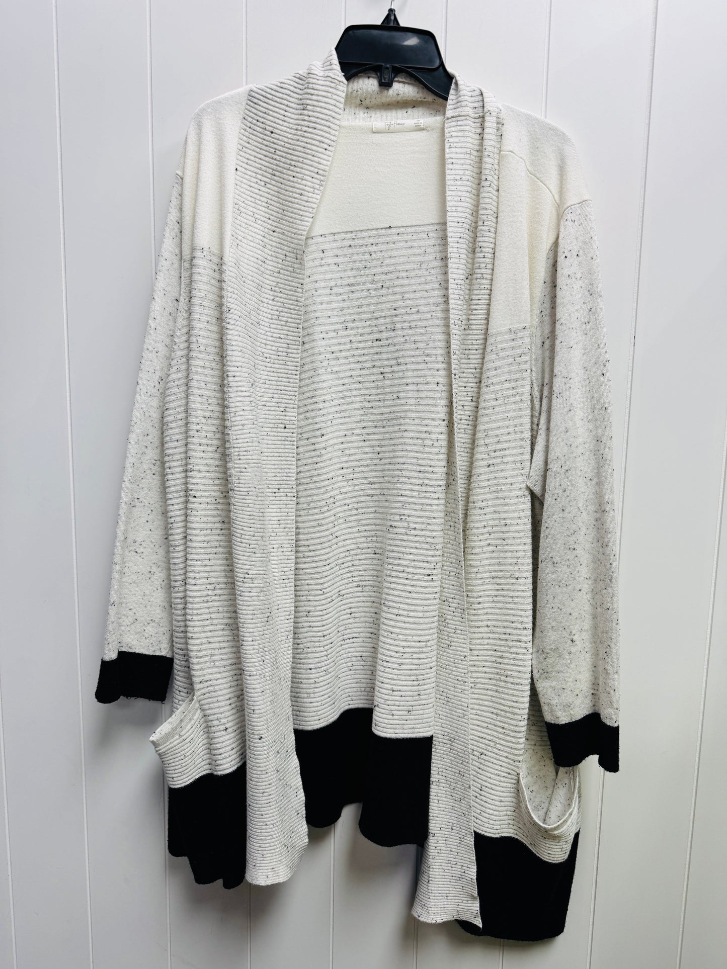 Sweater Cardigan By PEYTON PRIMROSE In Black & White, Size: 1x