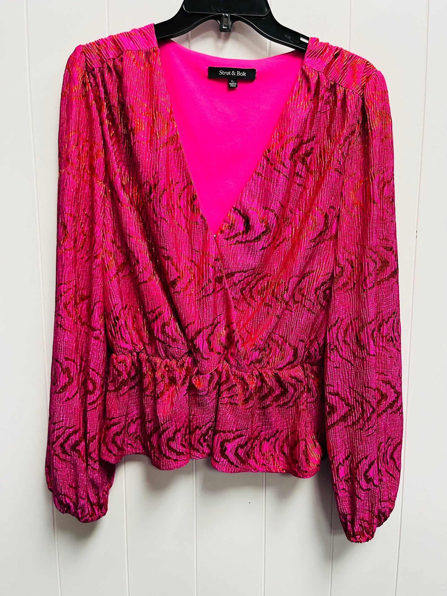 Top Long Sleeve By STRUT AND BOLT In Pink, Size: L