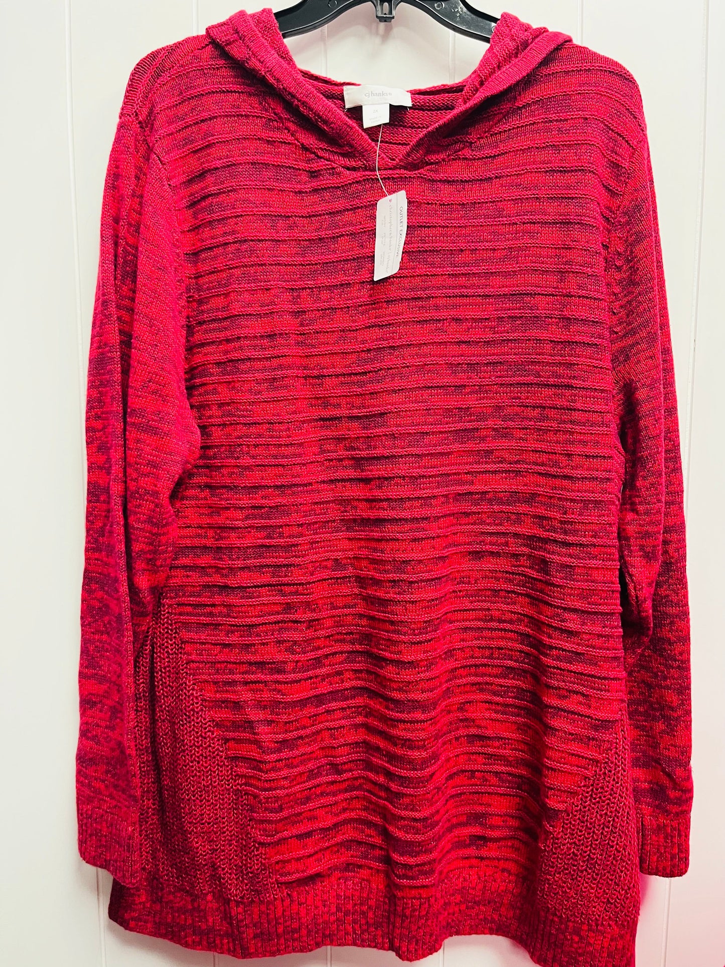 Top Long Sleeve By Cj Banks In Red, Size: 2x