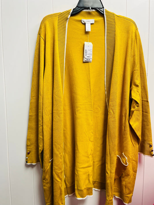 Sweater Cardigan By Cj Banks In Yellow, Size: 2x